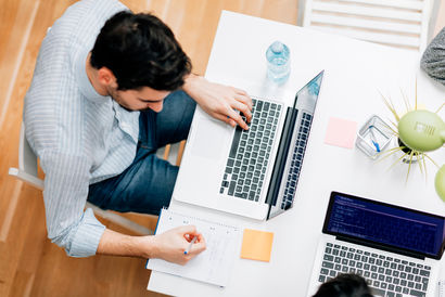 Programmer working in his office